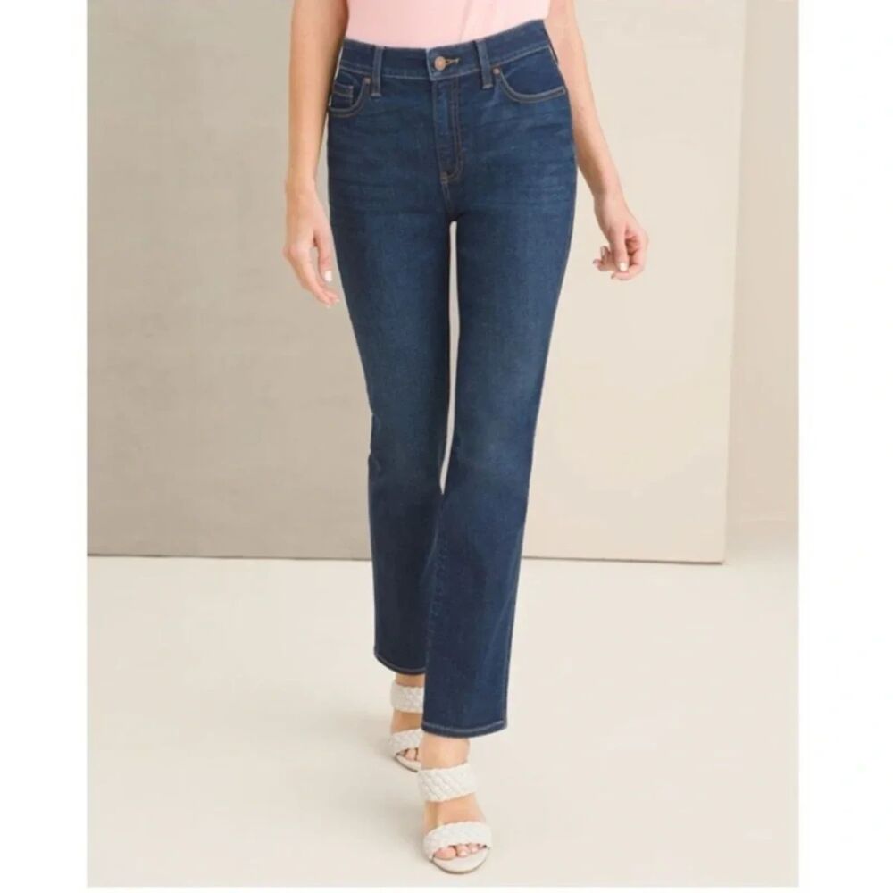 Chico's DeFineMe Denim Straight Leg Ankle Jeans US 8R (1R) Dark Wash